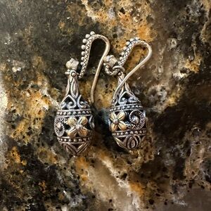 Barbara Bixby sterling silver 18k gold dangle lotus earrings